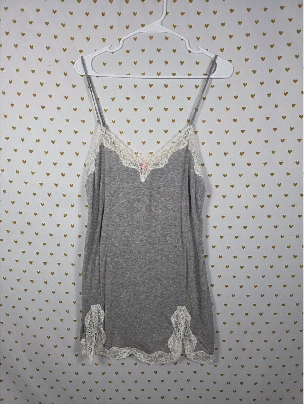 Victorias Secret Super Soft Grey Lace accent Nightie Dress Lingerie Large Modal